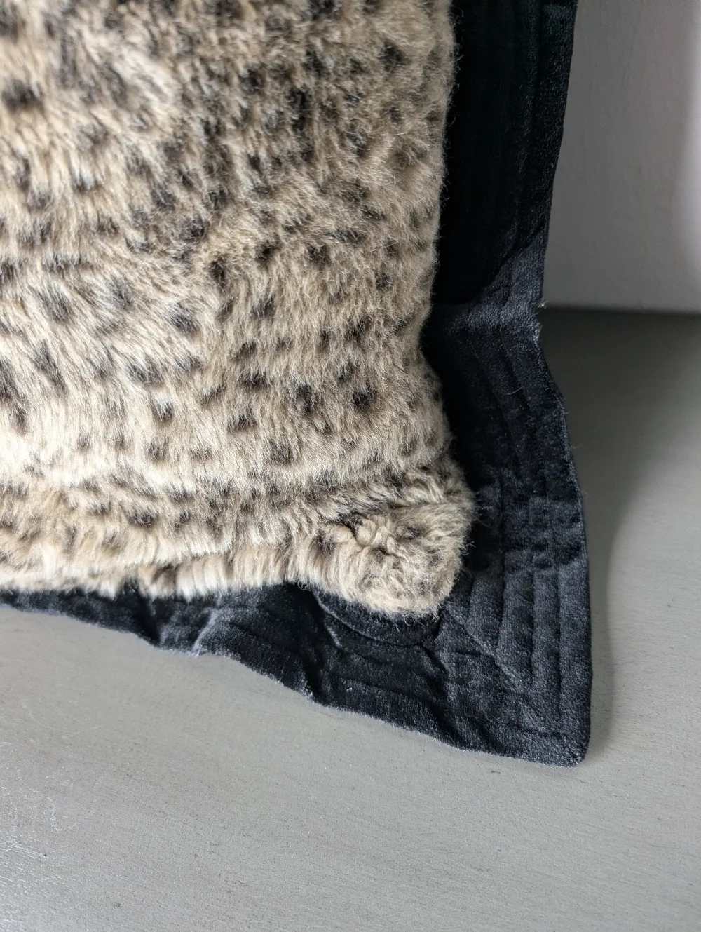 Borgata Faux Fur Spot Accent Pillow Black Brown Animal Print Soft Fur Size 20x20